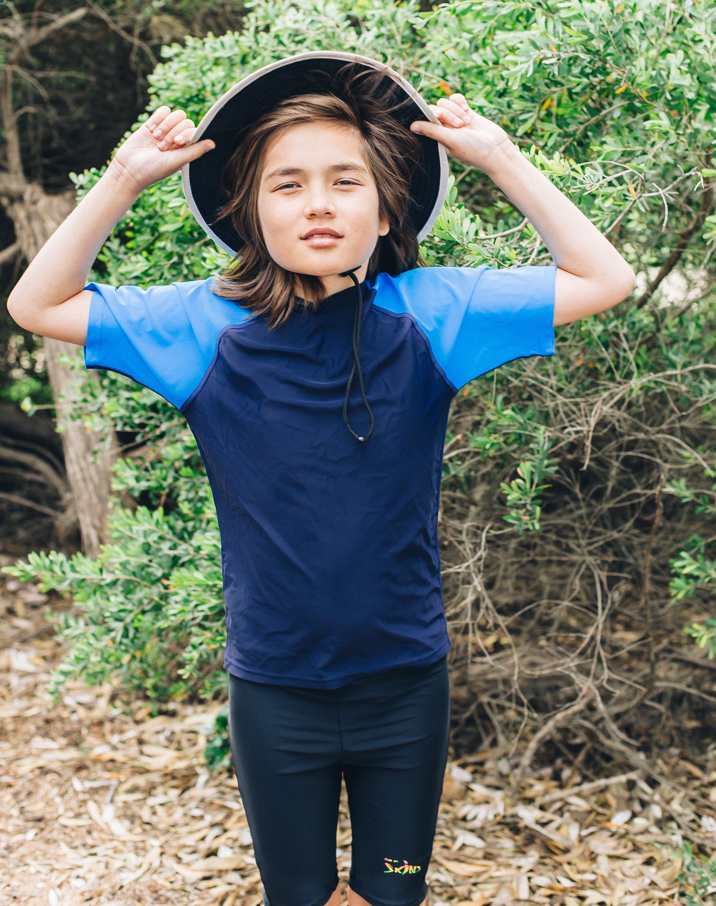Kids Navy/Turquoise Short-Sleeved Rashie